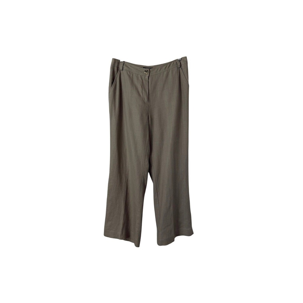 Alfani Women's 100% Linen Olive Wide Leg Pants Classic Quiet Luxury Office 6P